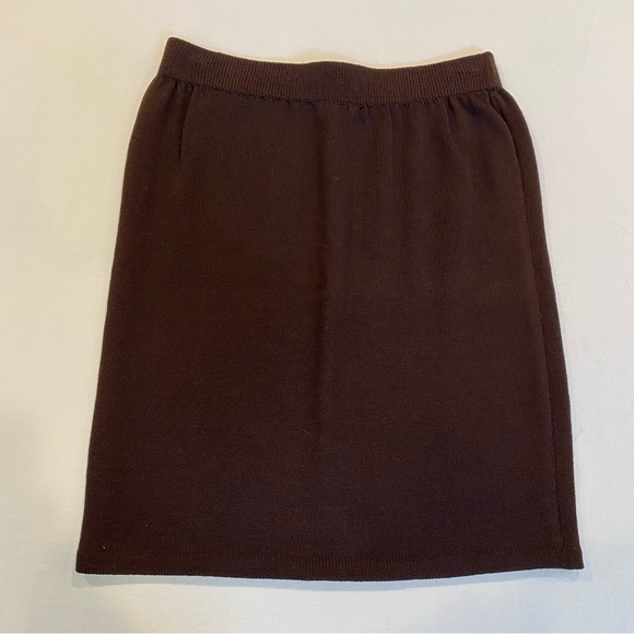 Vintage St. John Chocolate Brown Knit Skirt Set with Beaded Jacket, Size Medium - Picture 6 of 13